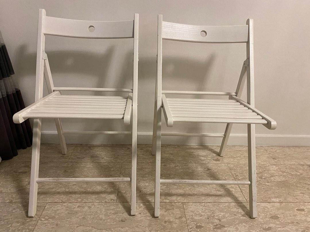 IKEA Folding chair, white, Furniture & Home Living, Furniture, Chairs on Carousell