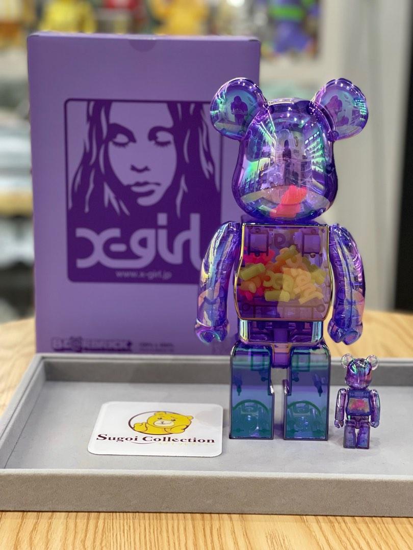 BE@RBRICK X-girl CLEAR PURPLE 100%&400%ベアブリック