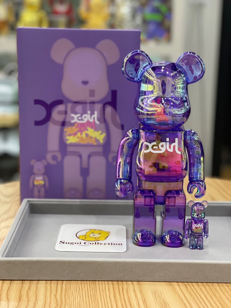 In Stock] BE@RBRICK x X-Girl Clear Purple 100%+400% bearbrick ...