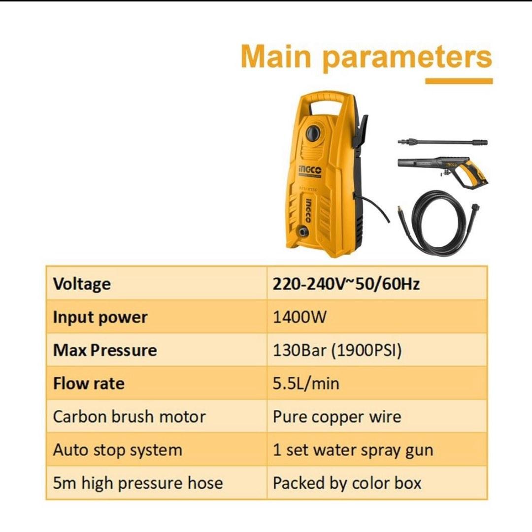 Ingco 1400W Pressure washer, Furniture & Home Living, Gardening