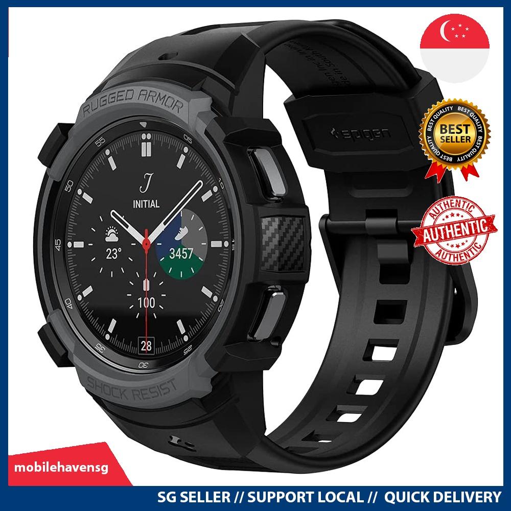 instock Spigen Compatible for Samsung Galaxy Watch 4 Classic 46mm Case Rugged Armor Pro Charcoal Gray Mobile Phones Gadgets Mobile Gadget Accessories Cases Sleeves on Carousell
