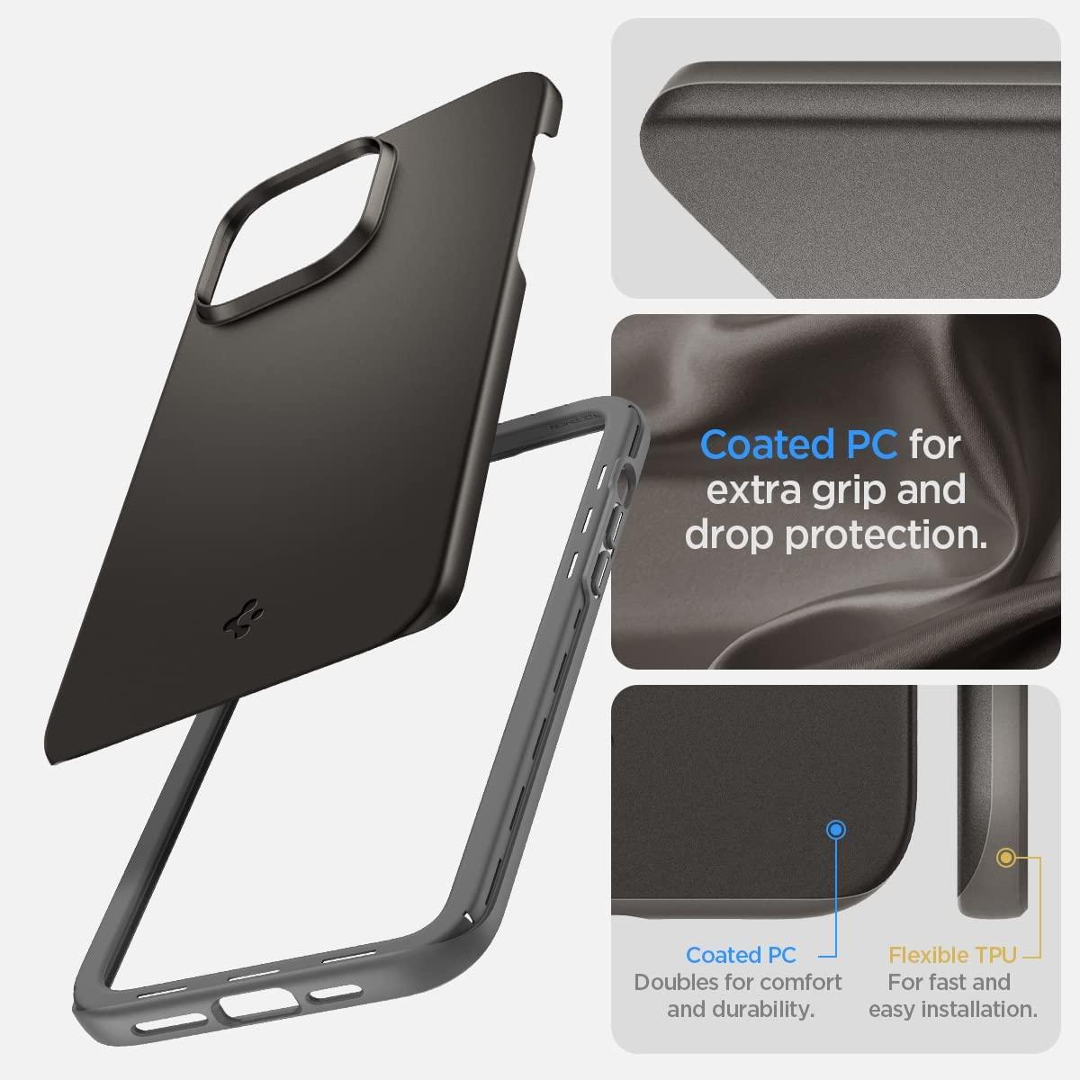 Hülle Spigen Thin Fit iPhone 15 Pro Gunmetal Case - Shop