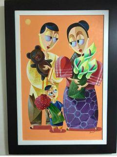 JOVAN BENITO OIL PAINTING 2018, "FAMILY", 36x24 inches, WITH CERTIFICATE OF AUTHENTICITY