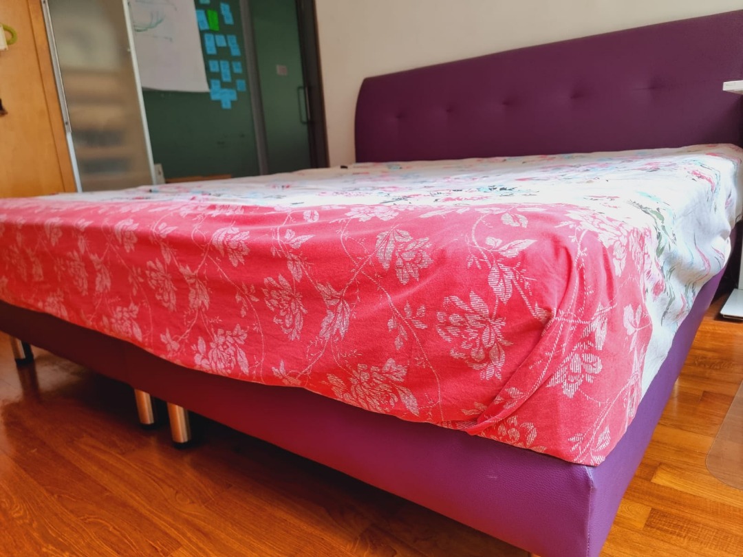 King size bed frame purple priced to clear , Furniture & Home