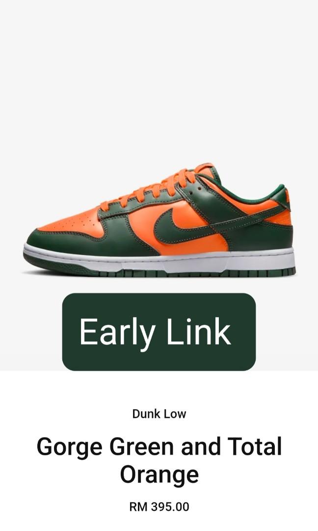 Latest Updates 🔥 WTS Brand New Early Links - Dunk Low Gorge is Green &  Total Orange aka Miami Hurricanes