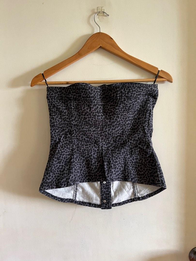 Leopard Bustier Top, Women's Fashion, Tops, Sleeveless on Carousell