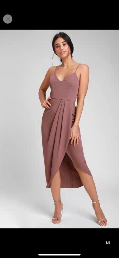 Lulus Reinette Mauve Purple Midi Dress Size S BRAND NEW