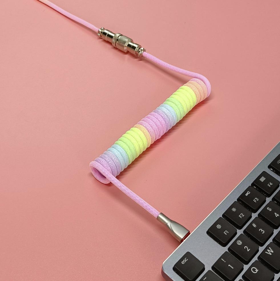 Mechanical Keyboard USB Type C Fast Charge Coiled Cable Double Sleeved ...