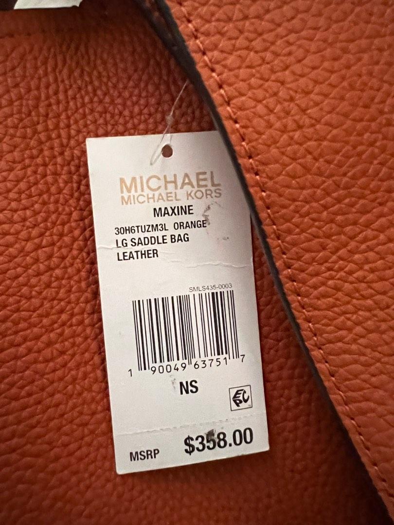 Michael Michael Kors Orange Leather Medium Maxine Saddle Crossbody