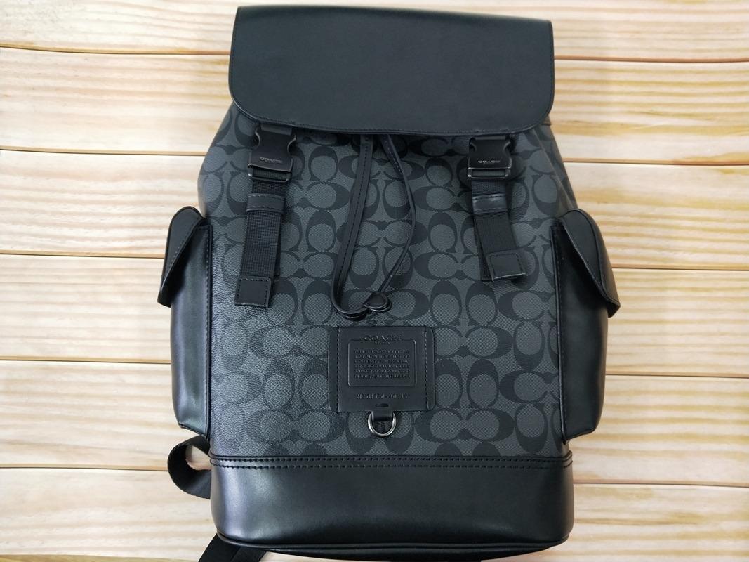 New Coach Original Classic Black Signature Printed Rivington Backpack For  Men Come With Complete Set Suitable for Gift
