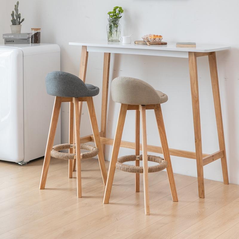 Nordic Style Rotating Wooden High Bar Stool Chair Furniture