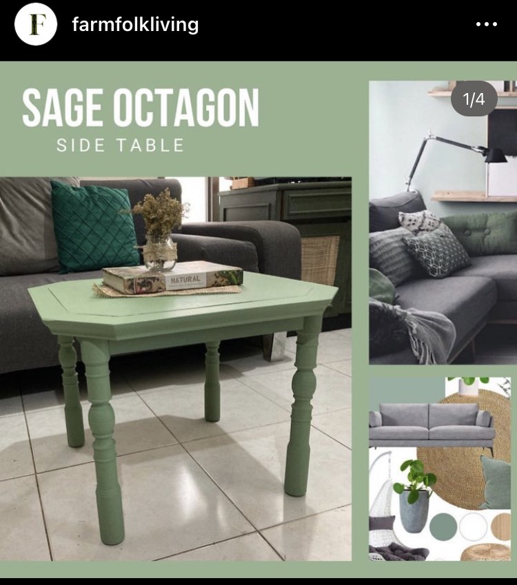 Octagon Sage Green Side Table, Furniture & Home Living, Furniture