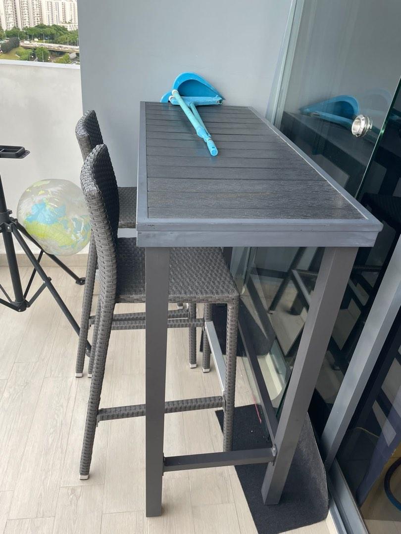 (50 collect 2pm/ 15 Nov) Outdoor high table + 2 chairs, Furniture & Home Living, Outdoor