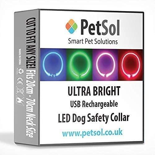 PetSol LED Dog Collar USB Rechargeable Flashing Light Up Dog