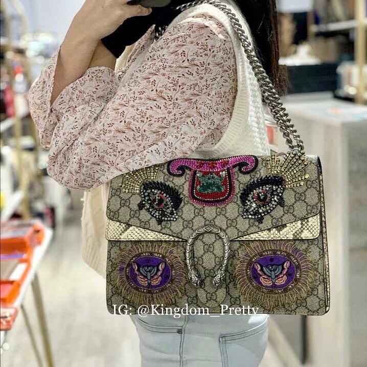 Pre order Gucci Dionysus Medium GG Monogram Flap Bag Rhinestone Embroidered Special Edition