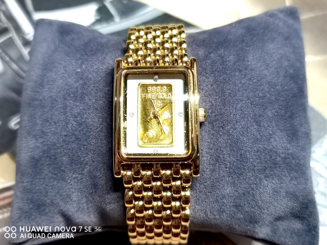 Rare vintage ladies FOOTPRINTS IN THE SAND 1g of 24K fine gold ingot evening quartz watch, Women