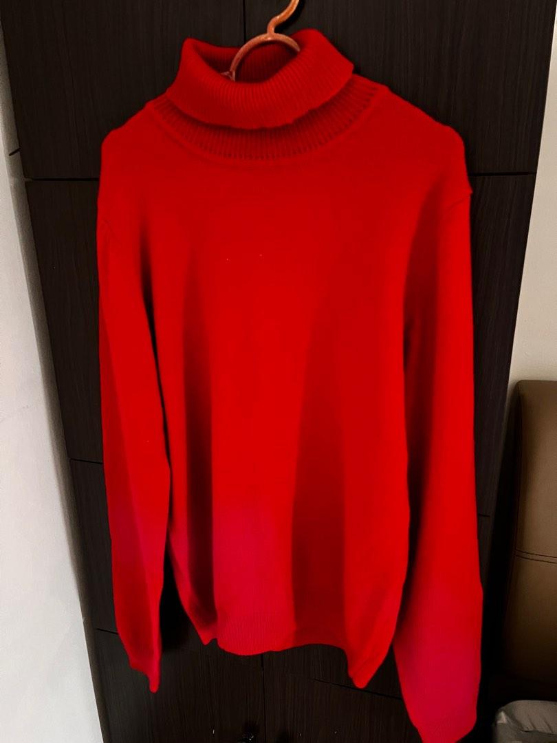 Red high neck sweater, Women's Fashion, Tops, Longsleeves on Carousell