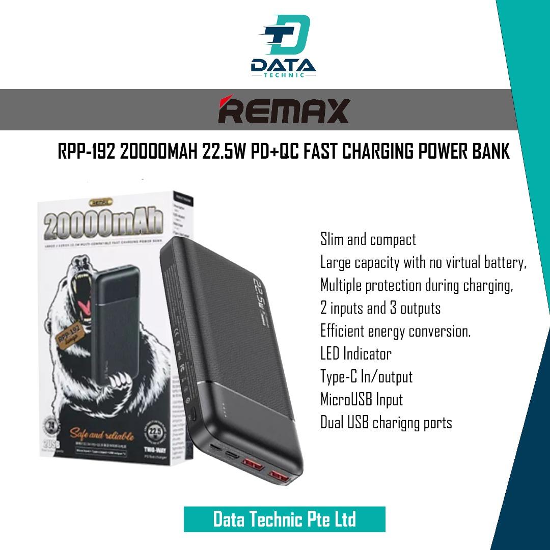 REMAX RPP-192 20000MAH 22.5W PD+QC FAST CHARGING POWER BANK, Mobile ...