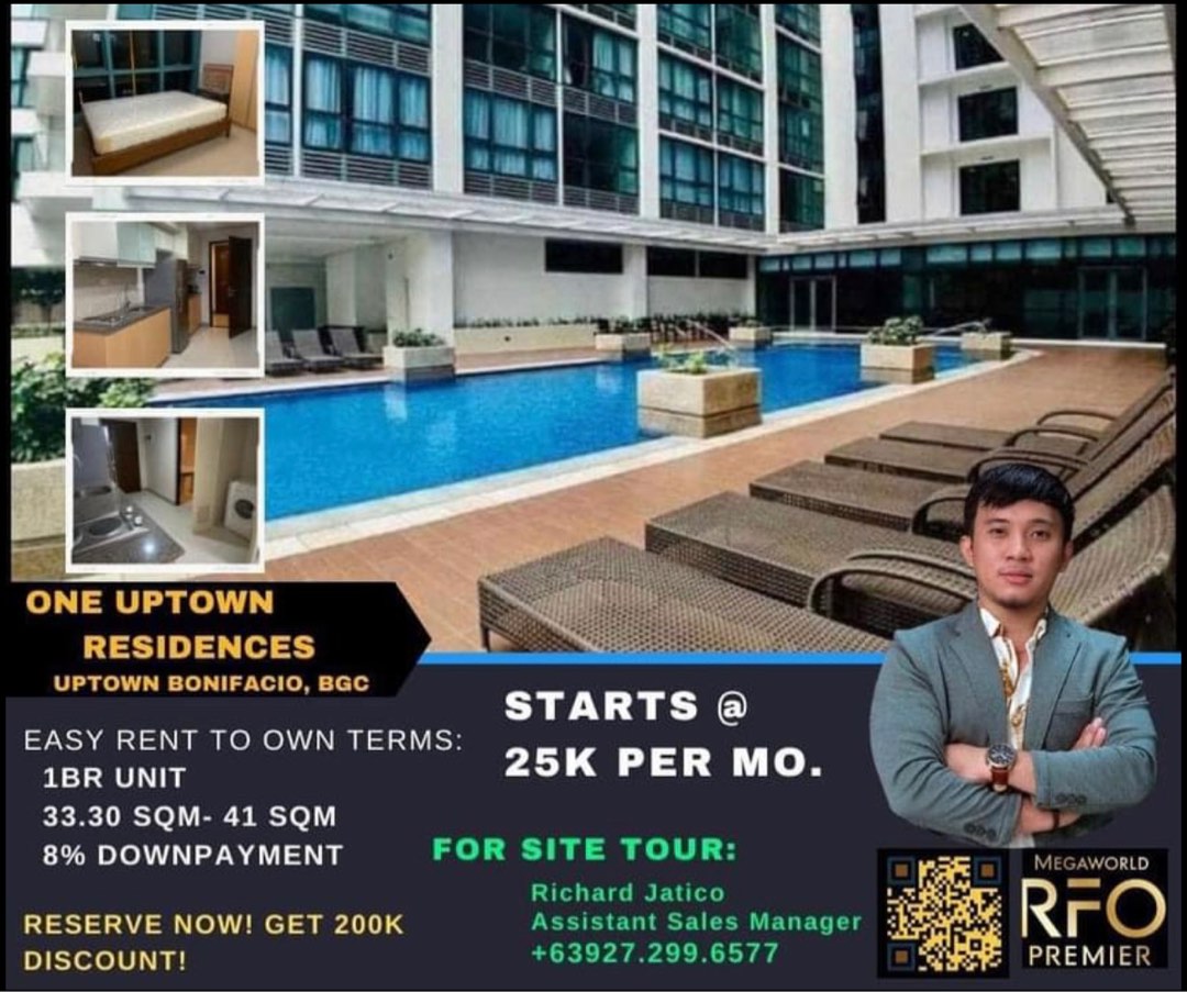 RENT TO CONDO IN UPTOWN BGC One Uptown Residence for as low as 25K Per