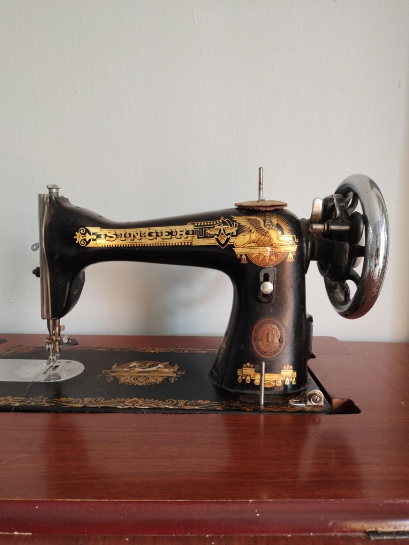 Antique Singer Sewing Machine + 1 Marble Wooden Chair, Hobbies & Toys