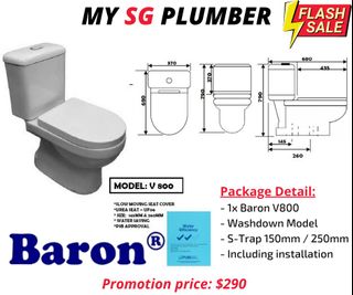 Baron W888 1-Piece Toilet Bowl (Geberit Flushing System) (33800