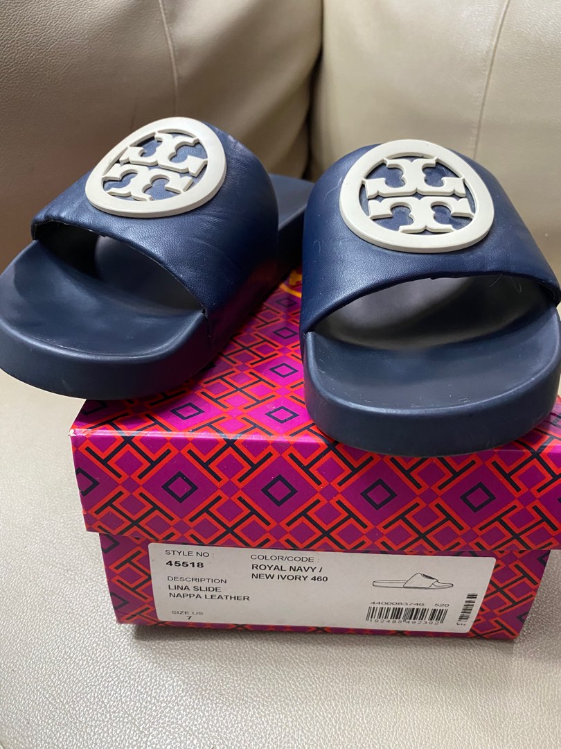 Tory burch hotsell lina slide navy
