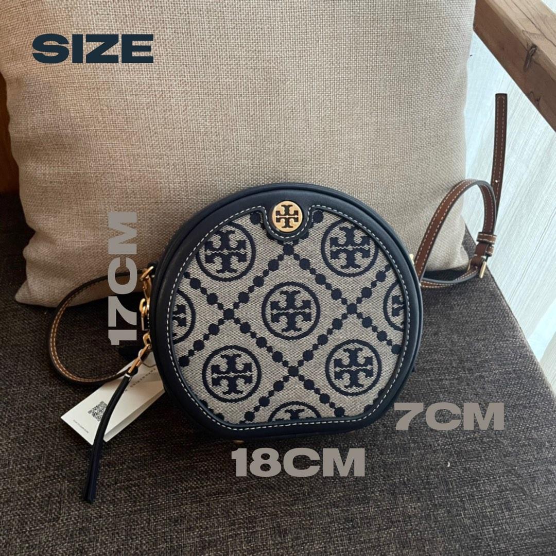 TORY BURCH T Monogram Jacquard Circle Bag 88168 88487 Tory Navy/Hazelnut,  Women's Fashion, Bags & Wallets, Cross-body Bags on Carousell