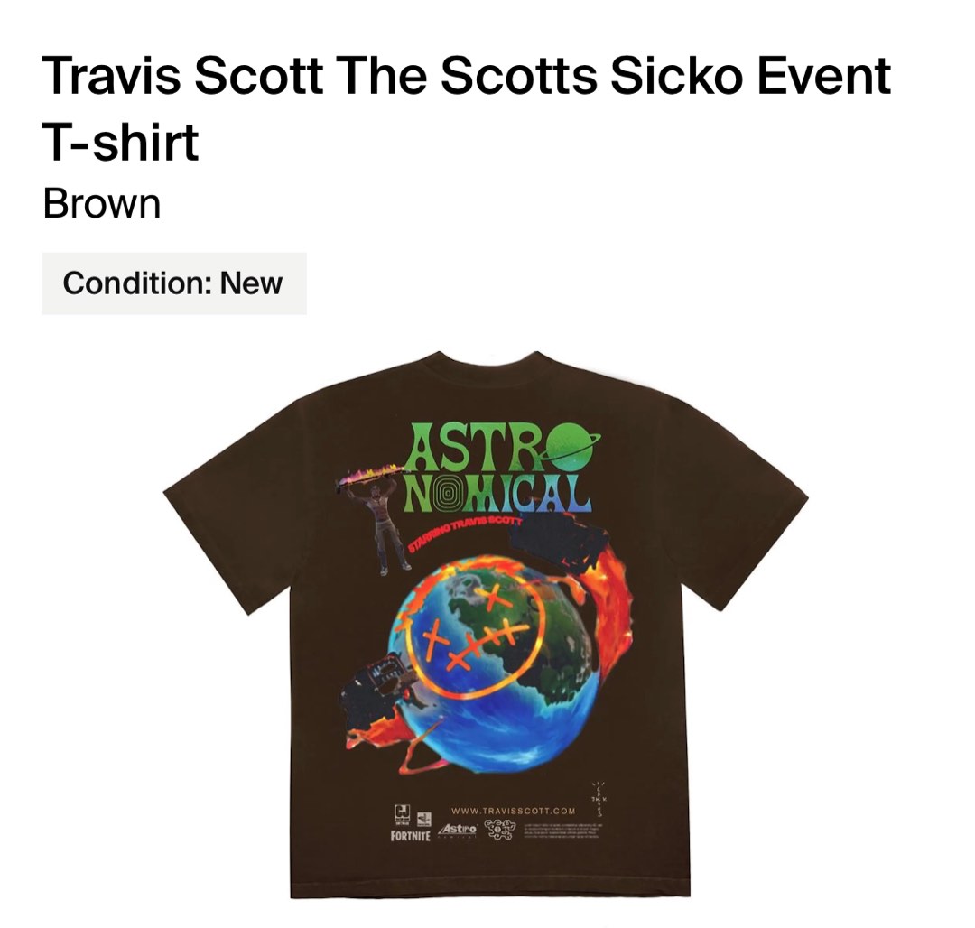 Travis Scott The Scotts Sicko Event T-Shirt (S size, NEW), Men's