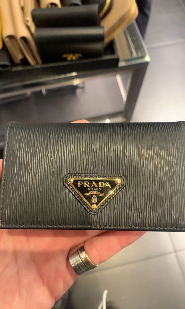 RTP $2,240) PRADA CRYSTAL CARD HOLDER WITH ADJUSTABLE CHAIN