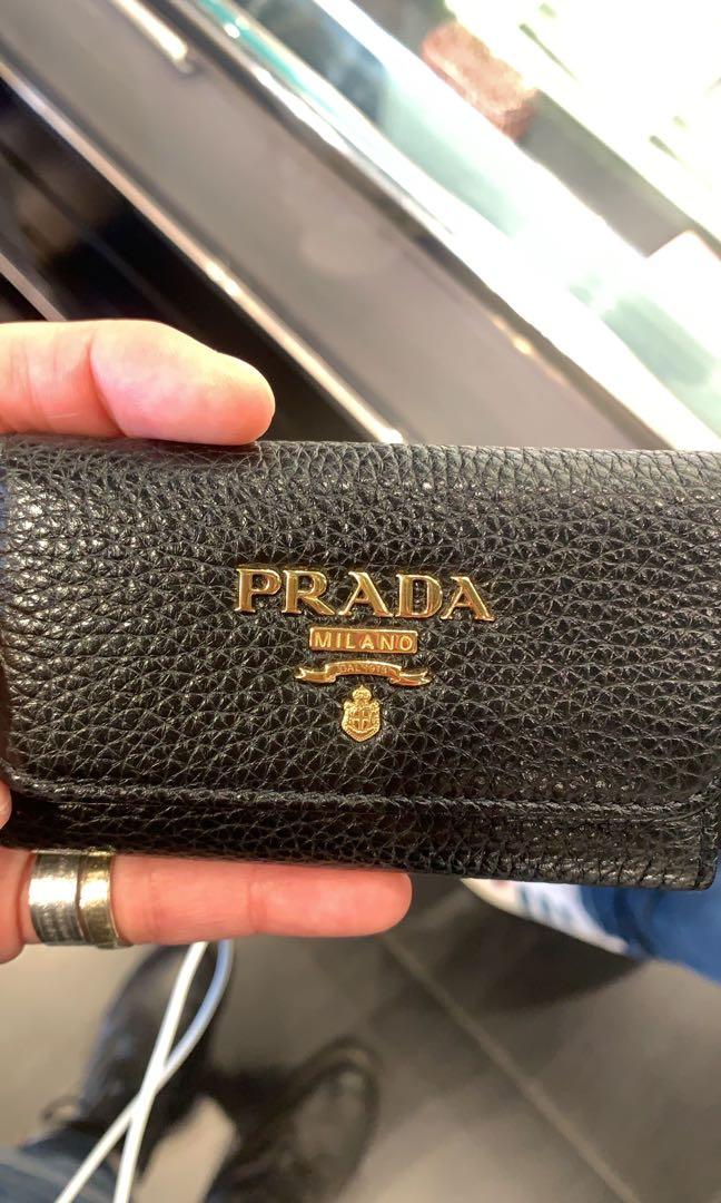 RTP $2,240) PRADA CRYSTAL CARD HOLDER WITH ADJUSTABLE CHAIN