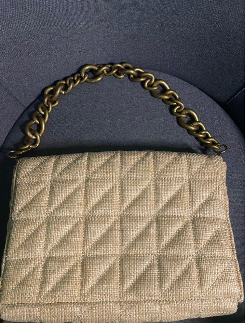 Zara Bag Gold Cream Beige, Women's Fashion, Bags & Wallets, Shoulder