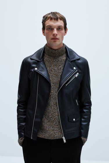 Zara MENS pu leather biker jacket