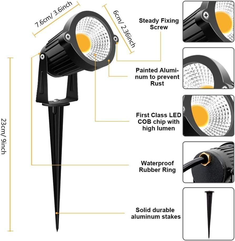 ZUCKEO Low Voltage LED Landscape Lights - 8 Pack 5W Warm White Pathway & Garden Spotlights