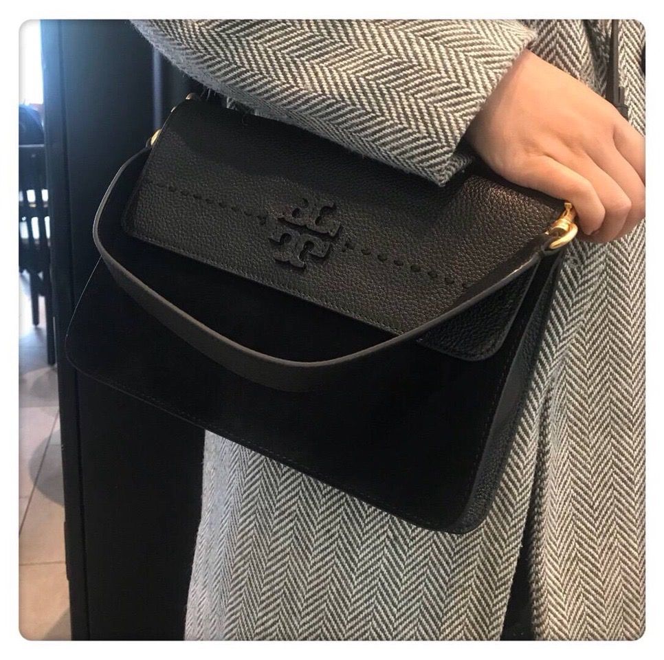 Tory burch mcgraw cheap mixed suede shoulder bag
