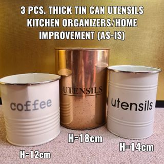 3 PCS. THICK TIN CAN UTENSILS KITCHEN ORGANIZERS/HOME IMPROVEMENT (AS-IS)