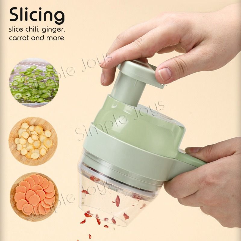 Electric Vegetable Cutter Set Handheld Garlic Slicer Multifunctional Food  Chopper Portable USB Rechargeable Vegetables Mincer for Garlic Pepper Onion  Celery Ginger Meat 