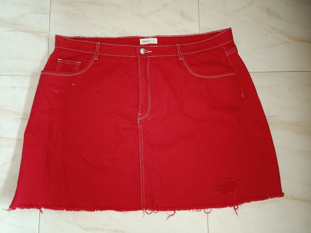 5XL Red Colour Ripped Skirt