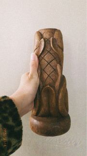 復古全木雕手工刻度 CeraCast 燭台 Antique Vintage HandMade Belgium Ceracast Wood Carved #handmade