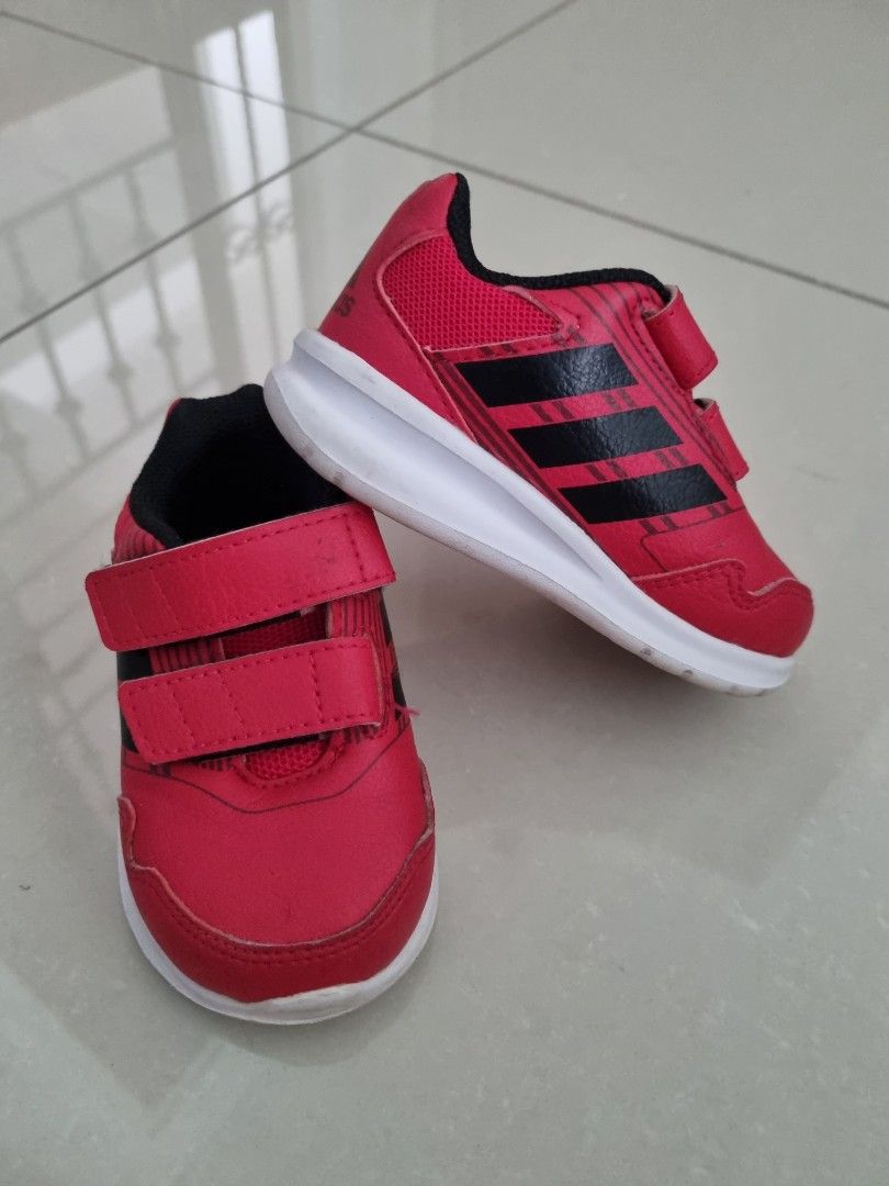 Adidas red kids running shoes, Babies & Kids, Babies & Kids Fashion on