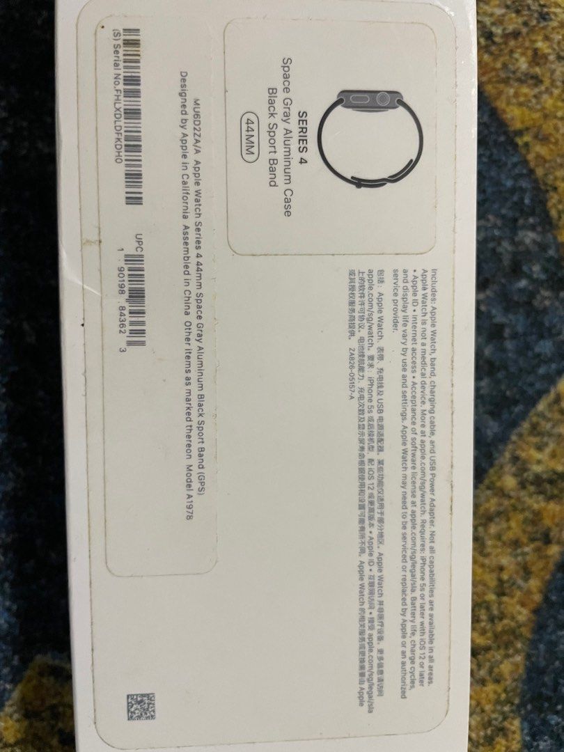 Apple Watch Series 4 44mm Space Grey Aluminum Case Black Sport