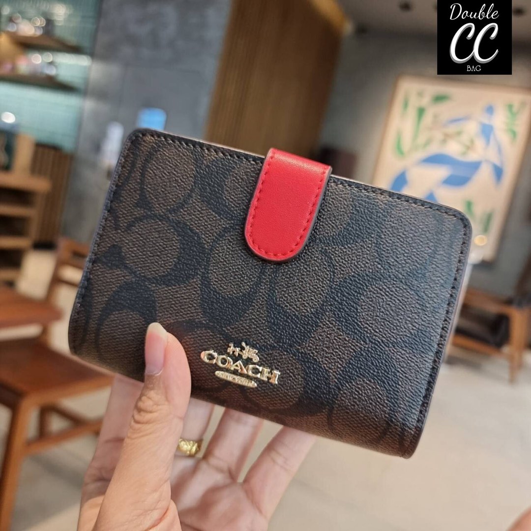 Authentic Coach Wallet Medium Wallet Brown Red Brand New With Defect Luxury Bags Wallets on Carousell