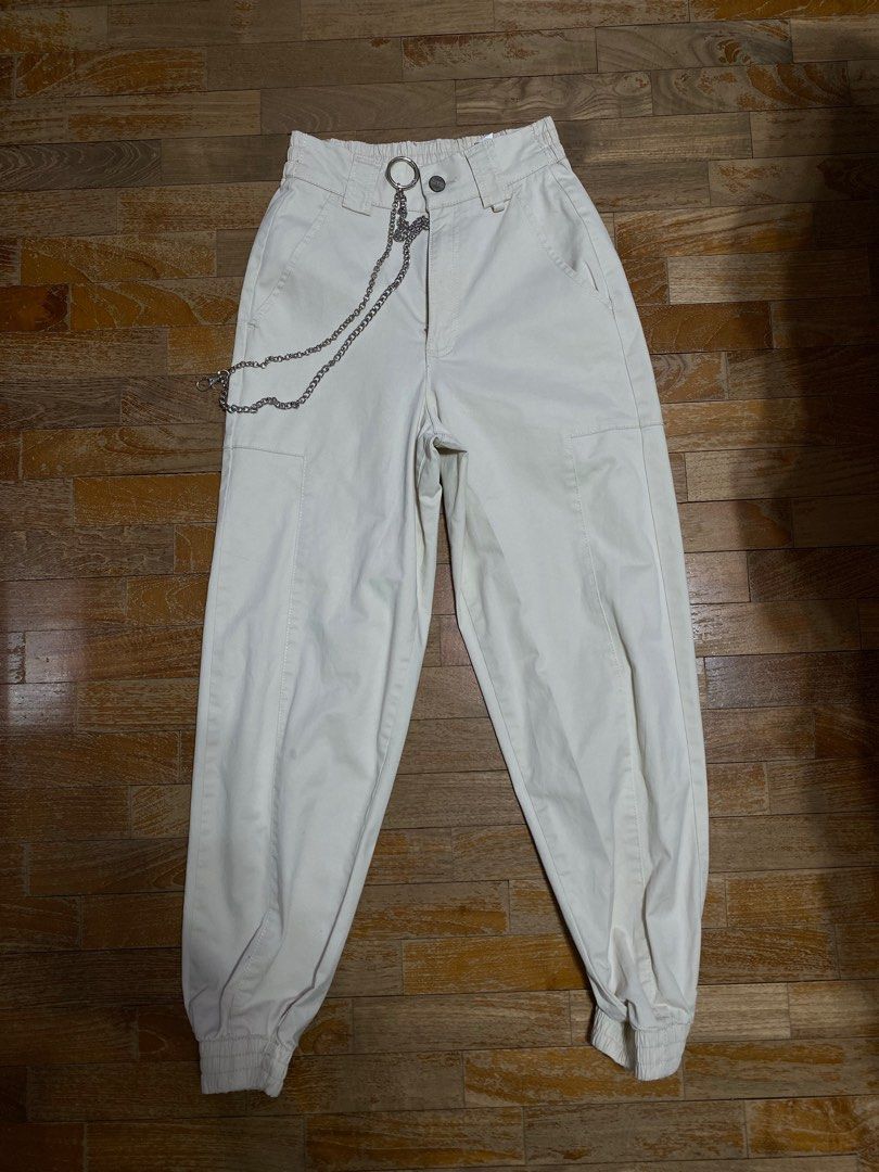bershka cargo pants (cream), Women's Fashion, Bottoms, Other Bottoms on
