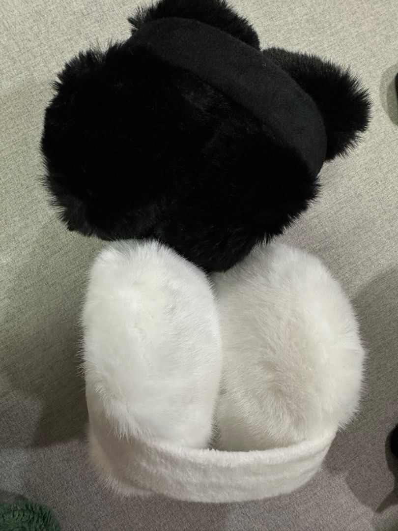 black fluffy earmuffs, Women's Fashion, Watches & Accessories, Hats
