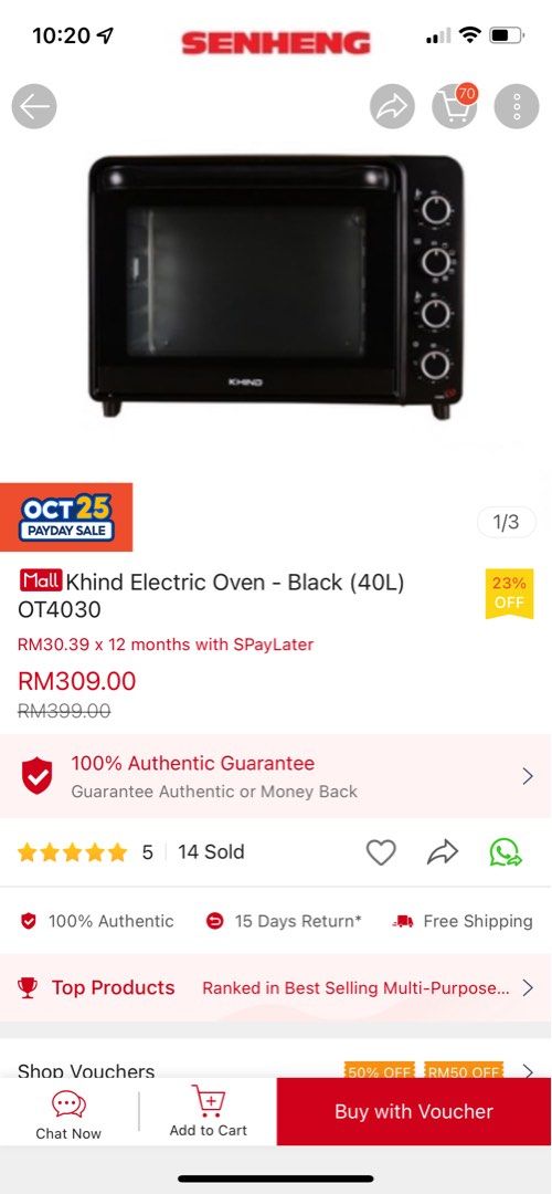 Brand New Khind Electric Oven 40L, TV & Home Appliances, Kitchen