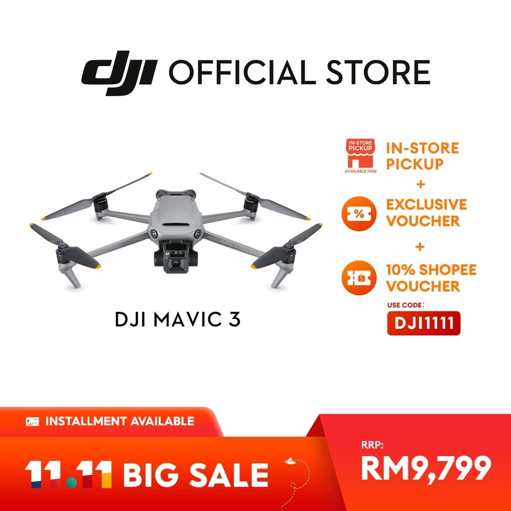 Check out 10 Voucher Code DJI1111 DJI Mavic 3 Camera Drone with 5.1K Video Omnidirectional Obstacle Sensing 46 Min Flight at 10 off