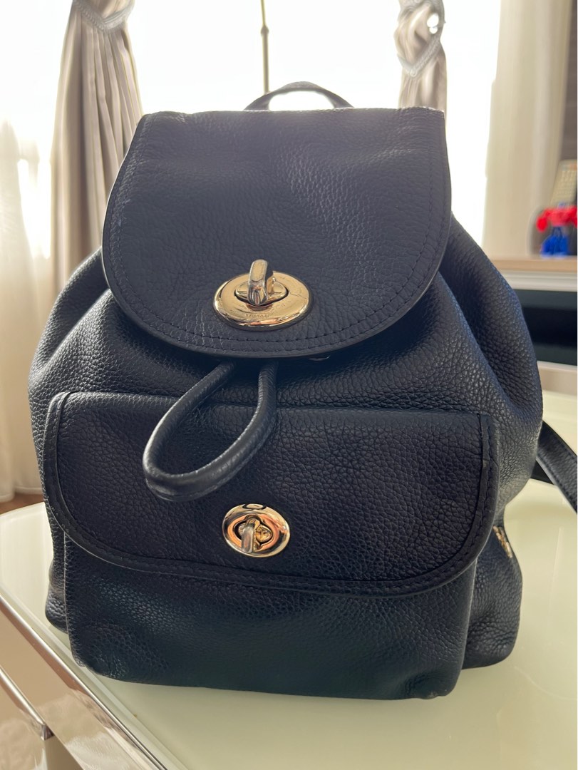 Coach Mini Backpack Leather in Dark blue Women s Fashion Bags