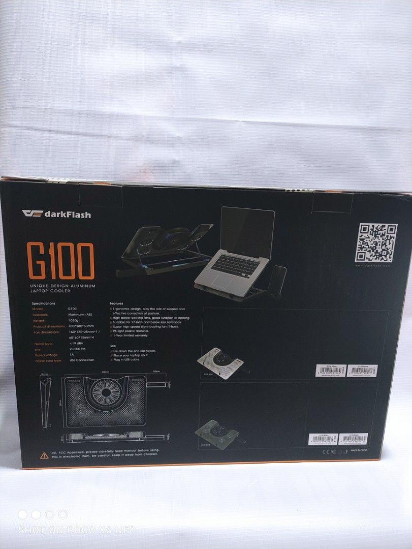DARK FLASH G100 LAPTOP COOLER (Category: Laptops & Notebooks) located in Makati City. Submitted by yomyom_onlineshop (Listing ID 1195886537, Image 2). Description: For Sale Only Brandnew Sealed No To trade/SWAP Delivery within the day Taguig Market Market Can book Via lalamove Less Time Less Effort Cod,Gcash,Banktransfer.