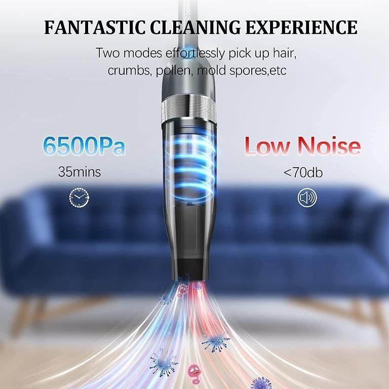 Dennov Cordless Handheld Vacuum Cleaner, 2600mAh Long Runtime 6500Pa