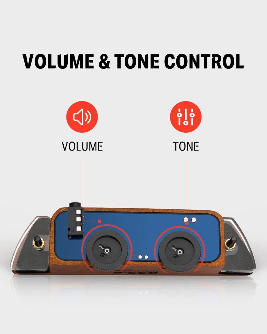 Donner Acoustic Guitar Pickup, DSS6 Guitar Pickups Passive Mahogany