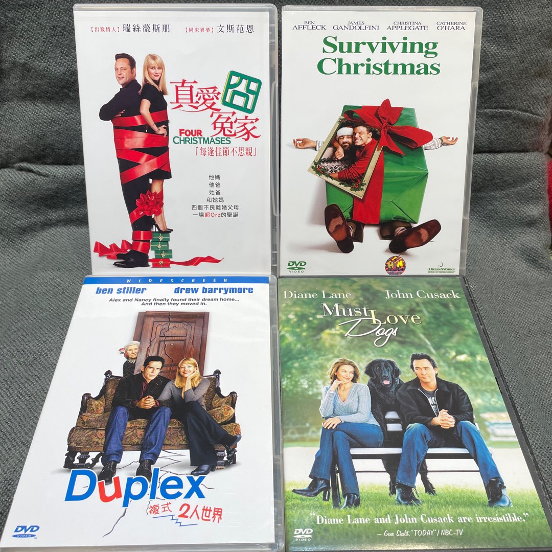DVD. English movies. Four Christmases. Surviving Christmas. Duplex. Must  Love Dogs. Miss Congeniality 2. Tenacious D. It’s A Boy Girl Thing. Dan In 
